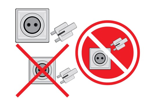 Set of plug and socket. Vector illustration on white background