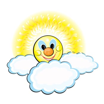 Sun and Clouds. Illustration on white background