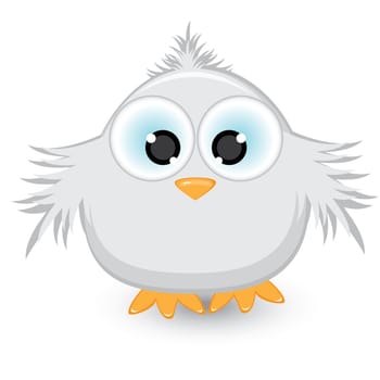 Cartoon gray sparrow. Illustration on white background