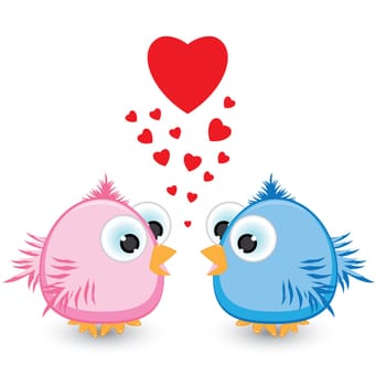 Two sparrow with love. Illustration on white background