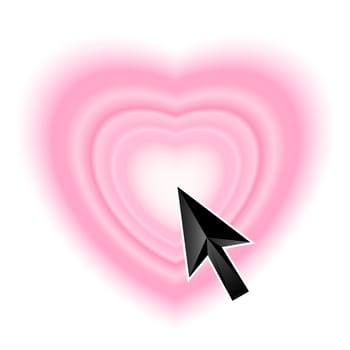 Computer Love button. Vector illustration on white background