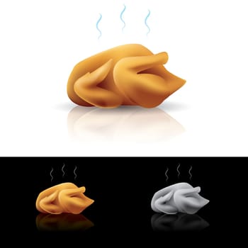 The prepared chicken. Vector illustration on white and black