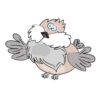 Cartoon Sparrow. Vector illustration on white background.