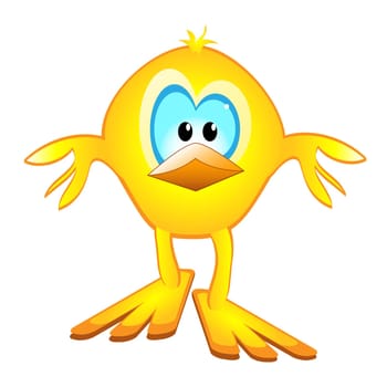 Vector illustration of isolated cartoon chicken on white background