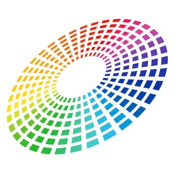 Colorful Graphic Equalizer. Circle in space. Vector illustration on white.
