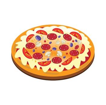 Appetizing isolated pizza on the white background. Vector illustration.