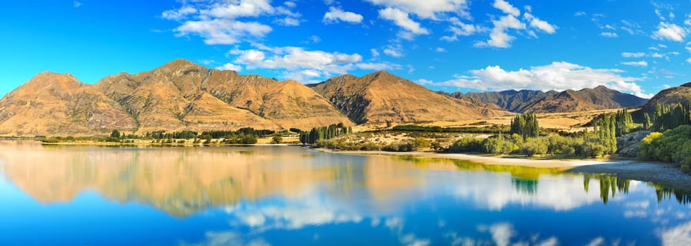Lake Wanaka at summer sunny day