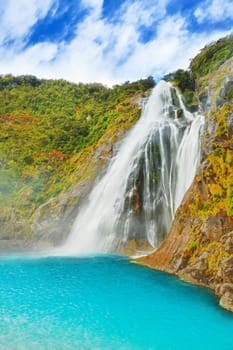 Beautiful waterfall in New Zealand