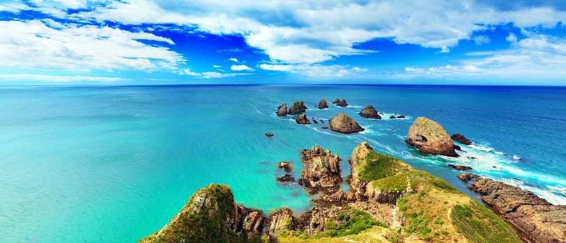 Panorama of Nugget point. Seascape