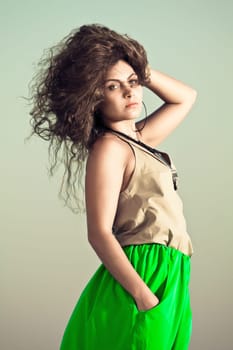 Beautiful caucasian woman studio portrait