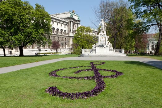 Mozart Monument Vienna,in the Burggarten on the Ringstrasse