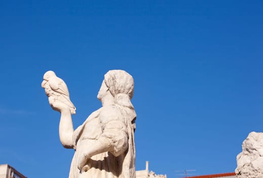 Statue with pelican, Trieste - Italy