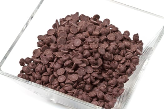 Chocolate Chips on White Background