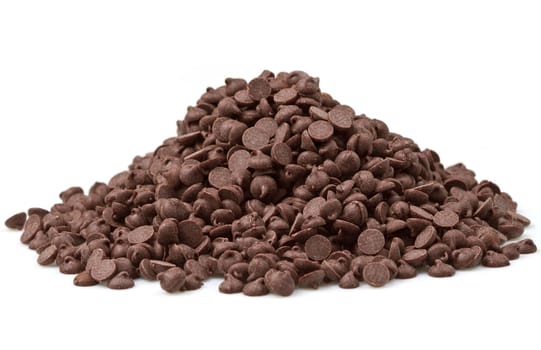 Chocolate Chips on White Background