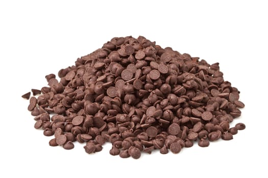 Chocolate Chips on White Background