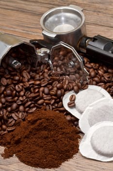 coffee maker with different type of coffee