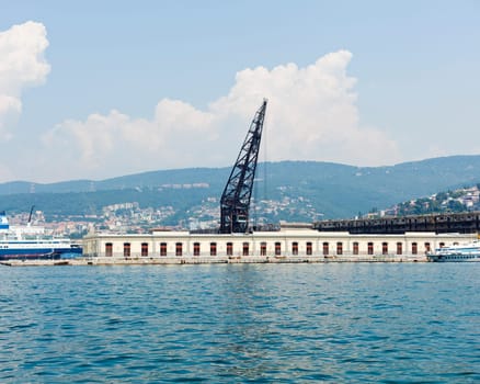 Crane in the Trieste harbour - Italy