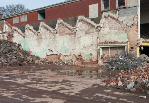 demolition of an old factory building