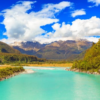 Glacier river. Westland Tai Poutini National Park