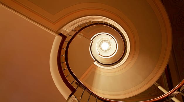 curvey architecture patterns of spiral staircase and diagonal decoration details