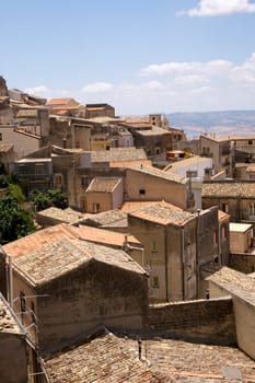 View of Assoro Roofs, Italy
