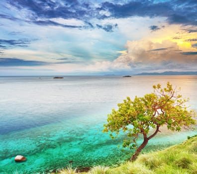 Seunset over the sea. Komodo national park