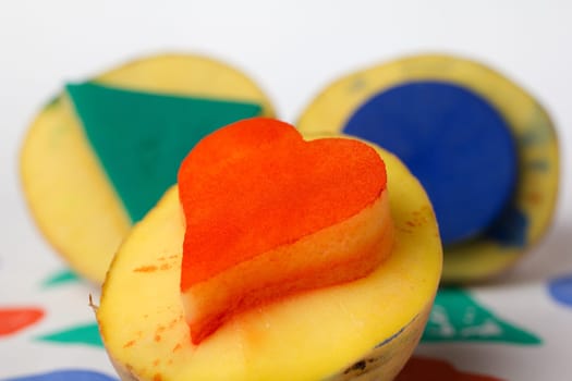 Potato Print Stamp Multicolored