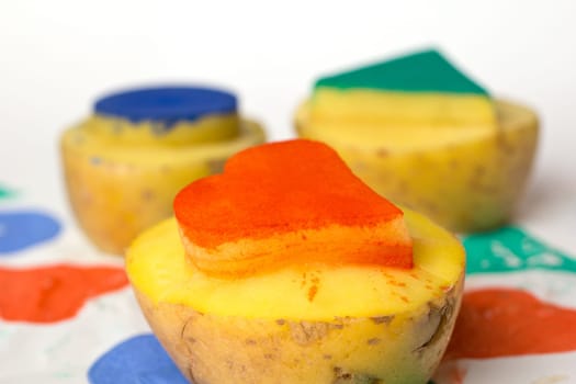 Potato Print Stamp Multicolored