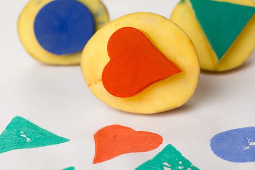 Potato Print Stamp Multicolored