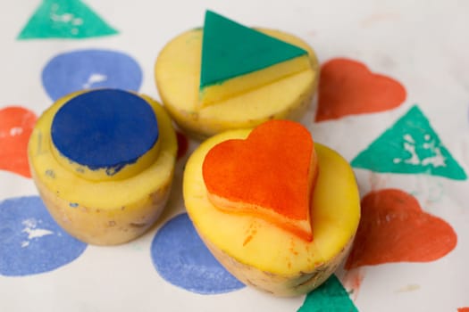Potato Print Stamp Multicolored