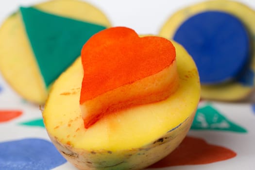 Potato Print Stamp Multicolored