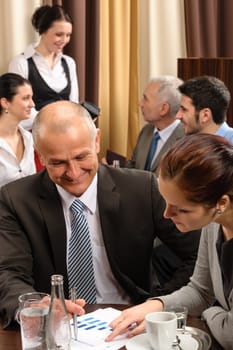 Business people have company meeting at restaurant conference room