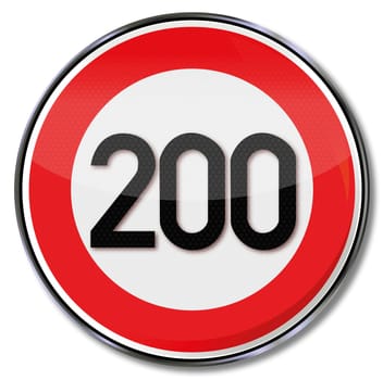 Traffic sign 200 kmh