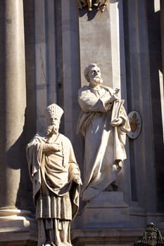 Statue of St. Peter, facade of cathedral. Catania
