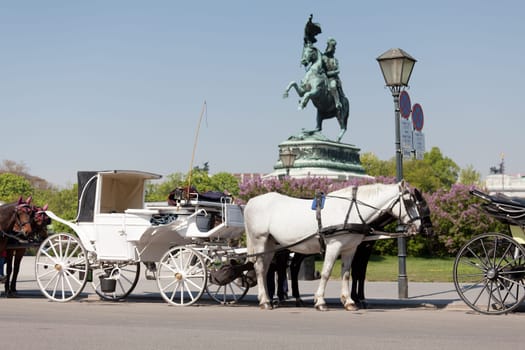 Fiaker in Vienna,historic horse-drawn carriage as a means of transport