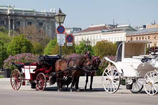 Fiaker in Vienna,historic horse-drawn carriage as a means of transport