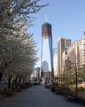 NEW YORK, USA - MARCH 26: Freedom Tower or 1WTC under construction on March 26, 2012. The tower will be 1776 feet high on completion.