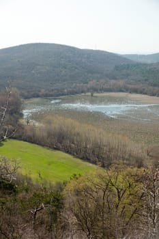 View of karst lake Doberdo, Italy