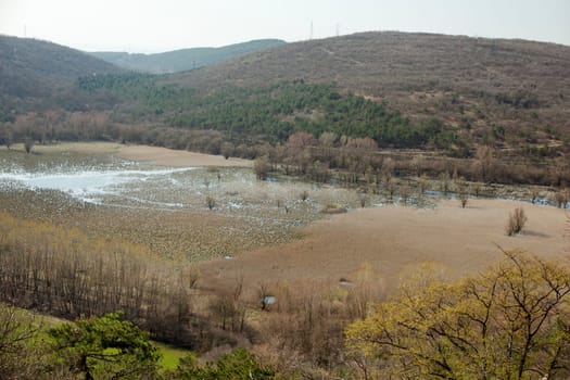 View of karst lake Doberdo, Italy
