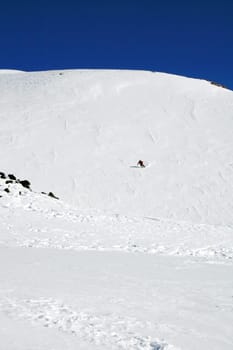 Skier, Etna covered by snow - Sicily - Italy