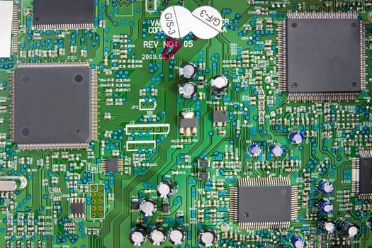 Inside the computer. microscheme with electrical ways