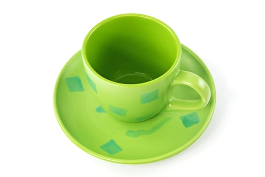 green coffee cup over a white background