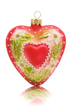 heart shaped bauble isolated on white background