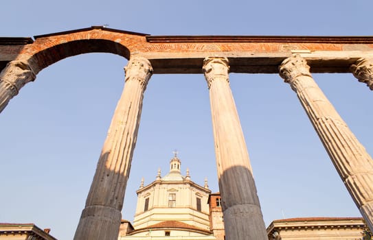 Basilica and San Lorenzo columns, Milan. Italy