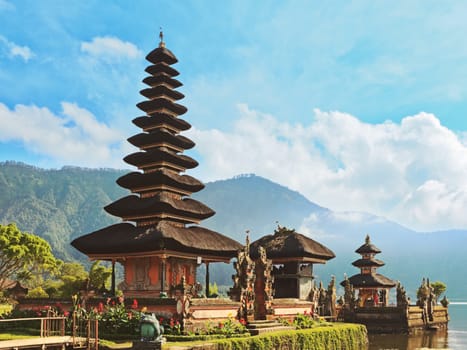 Pura Ulun Danu temple on a lake Beratan. Bali
