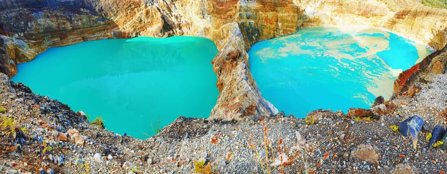 Volcanic lakes Ato Polo and Nuamuri koofai . National park Kelimutu.
