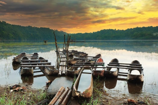 Tamblingan lake at sunrise time. Bali