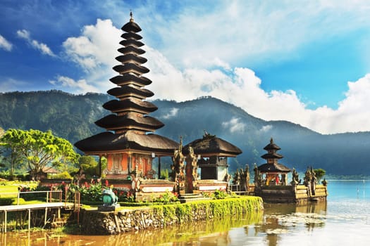 Pura Ulun Danu temple on a lake Beratan. Bali