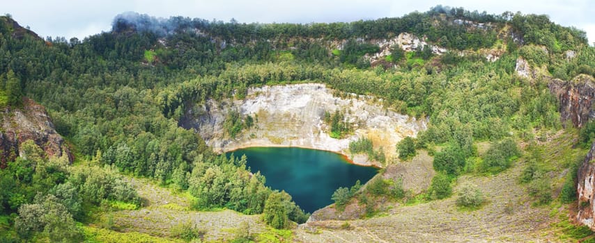 Volcanic lake Ata Mbupu . National park Kelimutu.