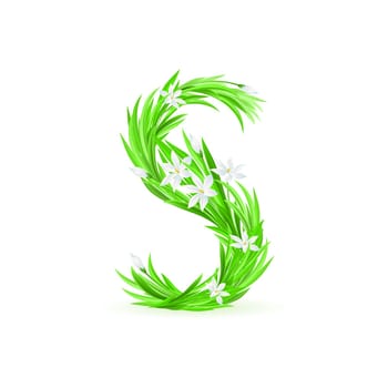One letter of spring flowers alphabet - S. Illustration on white background